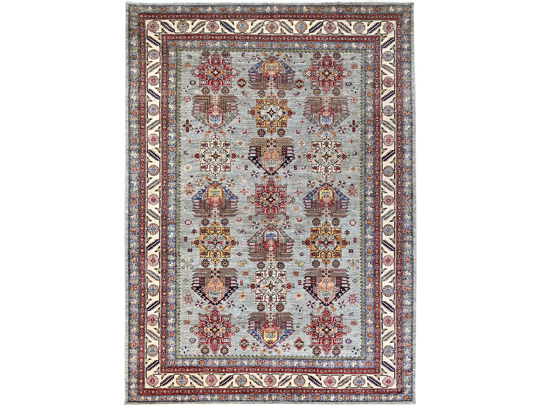 8'8" x 12'2" New Hand Knotted Grey Wool Rectangle Oriental Rug - MOA10286712