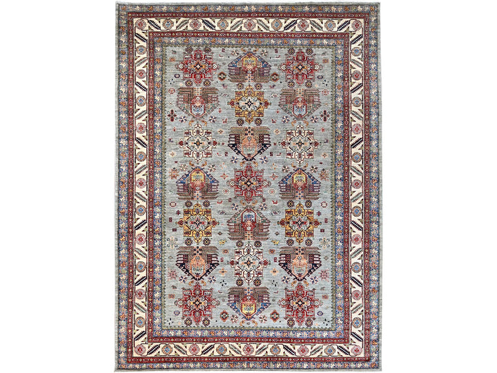 8'8" x 12'2" New Hand Knotted Grey Wool Rectangle Oriental Rug - MOA10286712