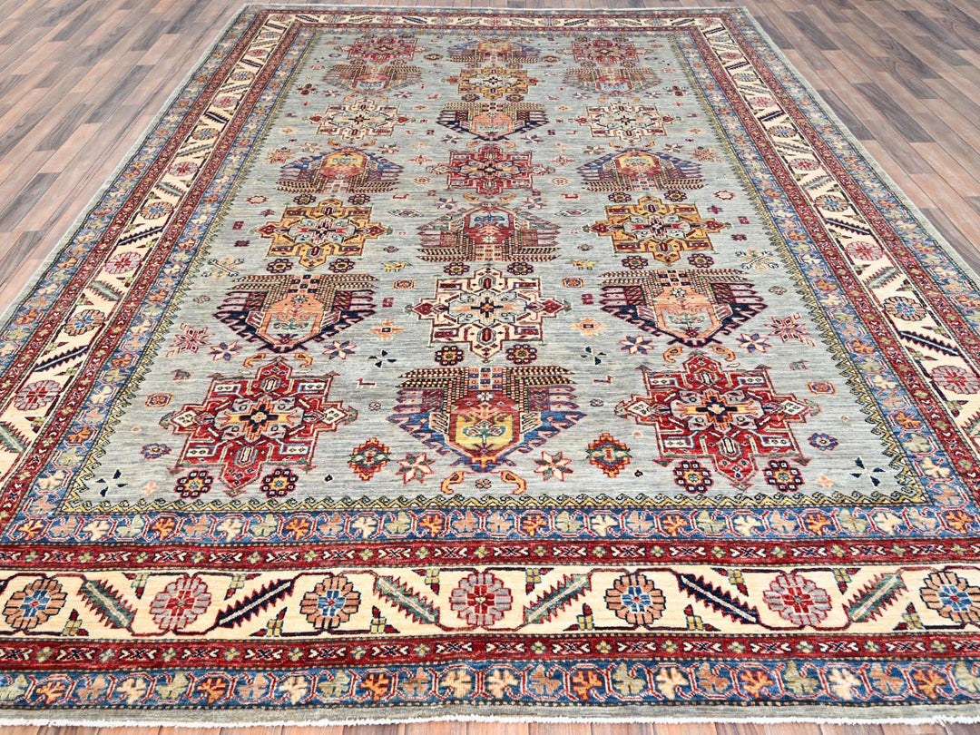 8'8" x 12'2" New Hand Knotted Grey Wool Rectangle Oriental Rug - MOA10286712