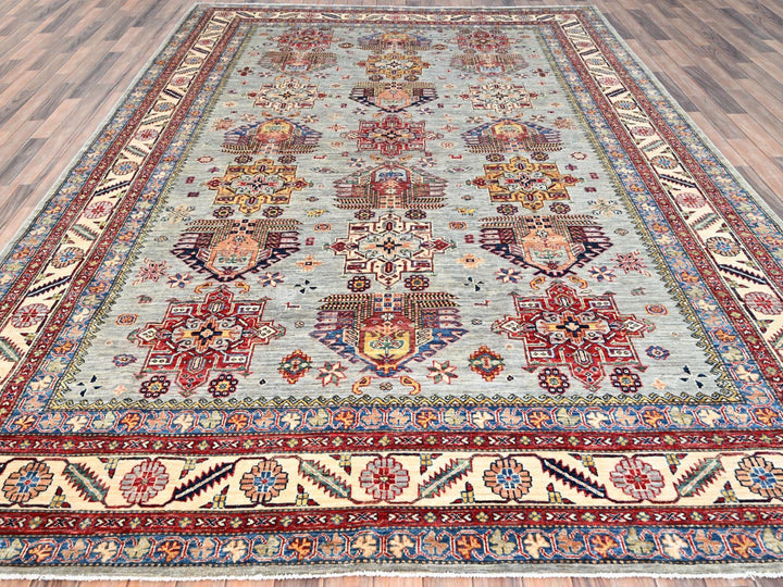 8'8" x 12'2" New Hand Knotted Grey Wool Rectangle Oriental Rug - MOA10286712