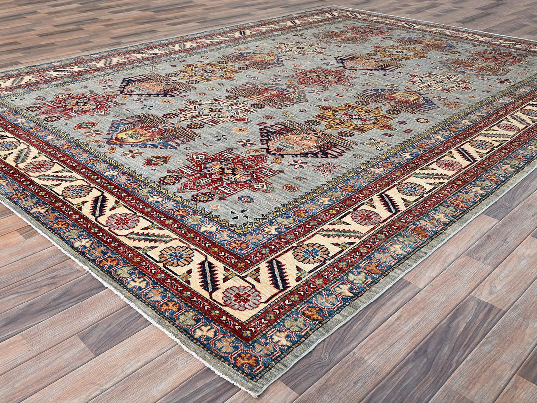 8'8" x 12'2" New Hand Knotted Grey Wool Rectangle Oriental Rug - MOA10286712