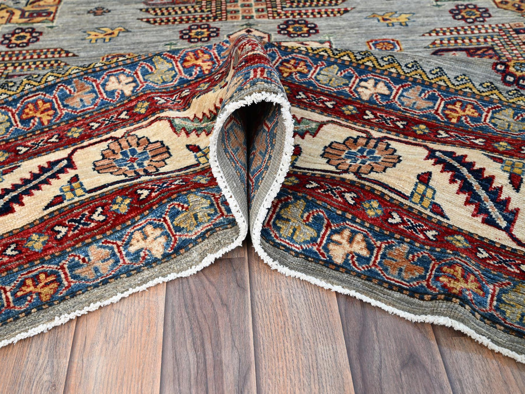 8'8" x 12'2" New Hand Knotted Grey Wool Rectangle Oriental Rug - MOA10286712