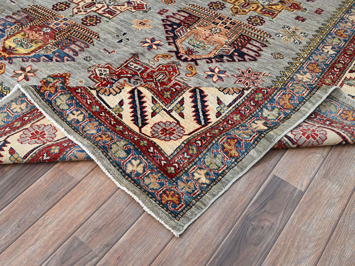 8'8" x 12'2" New Hand Knotted Grey Wool Rectangle Oriental Rug - MOA10286712