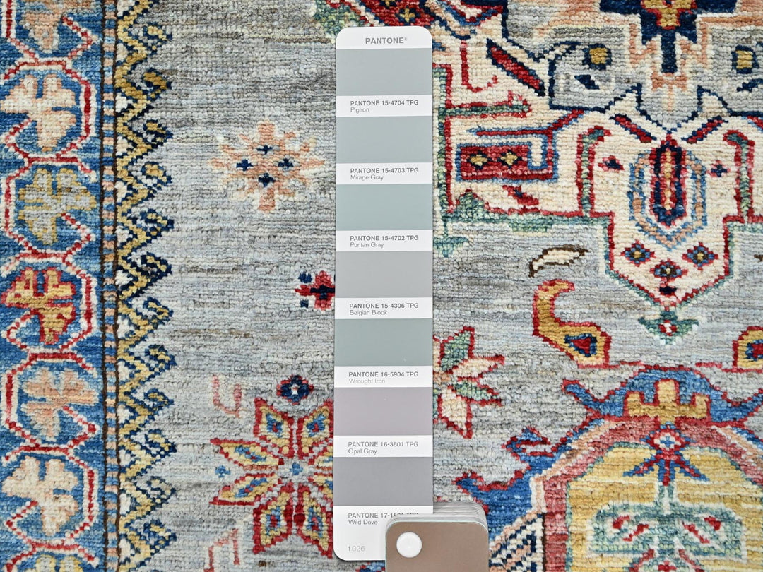 8'8" x 12'2" New Hand Knotted Grey Wool Rectangle Oriental Rug - MOA10286712