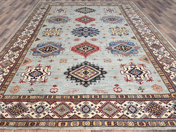 9'0" x 11'9" New Hand Knotted Green Wool Rectangle Oriental Rug - MOA10286713