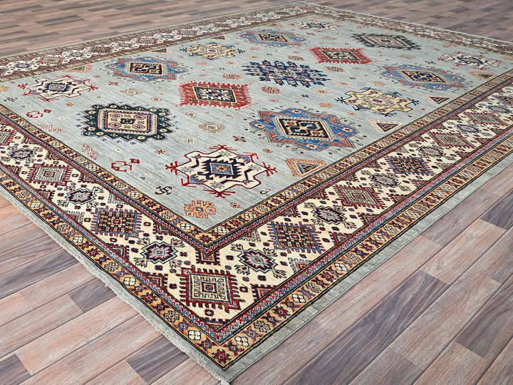 9'0" x 11'9" New Hand Knotted Green Wool Rectangle Oriental Rug - MOA10286713