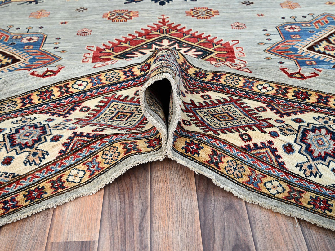 9'0" x 11'9" New Hand Knotted Green Wool Rectangle Oriental Rug - MOA10286713