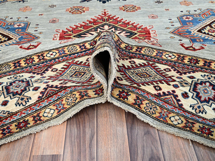 9'0" x 11'9" New Hand Knotted Green Wool Rectangle Oriental Rug - MOA10286713