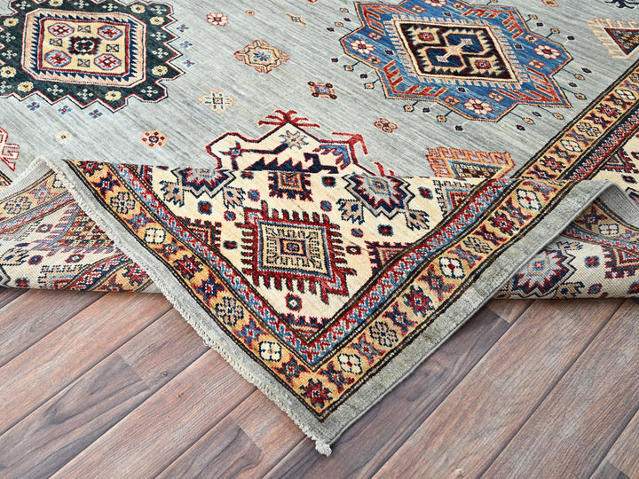 9'0" x 11'9" New Hand Knotted Green Wool Rectangle Oriental Rug - MOA10286713