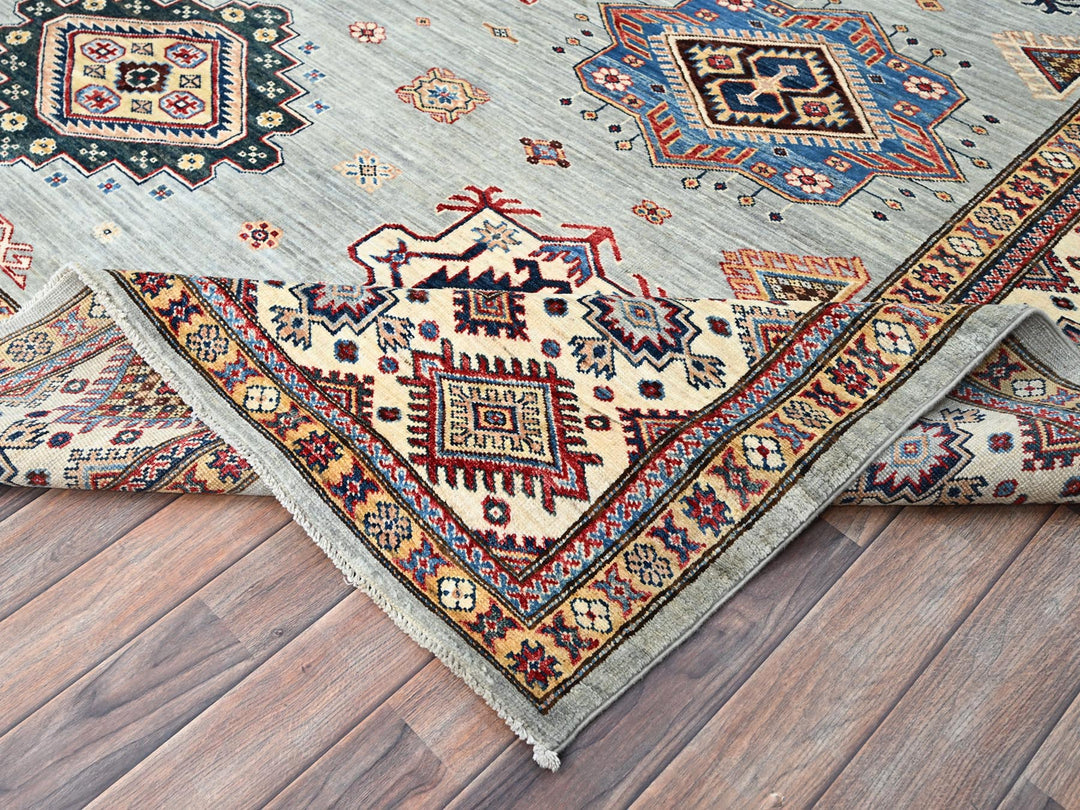 9'0" x 11'9" New Hand Knotted Green Wool Rectangle Oriental Rug - MOA10286713