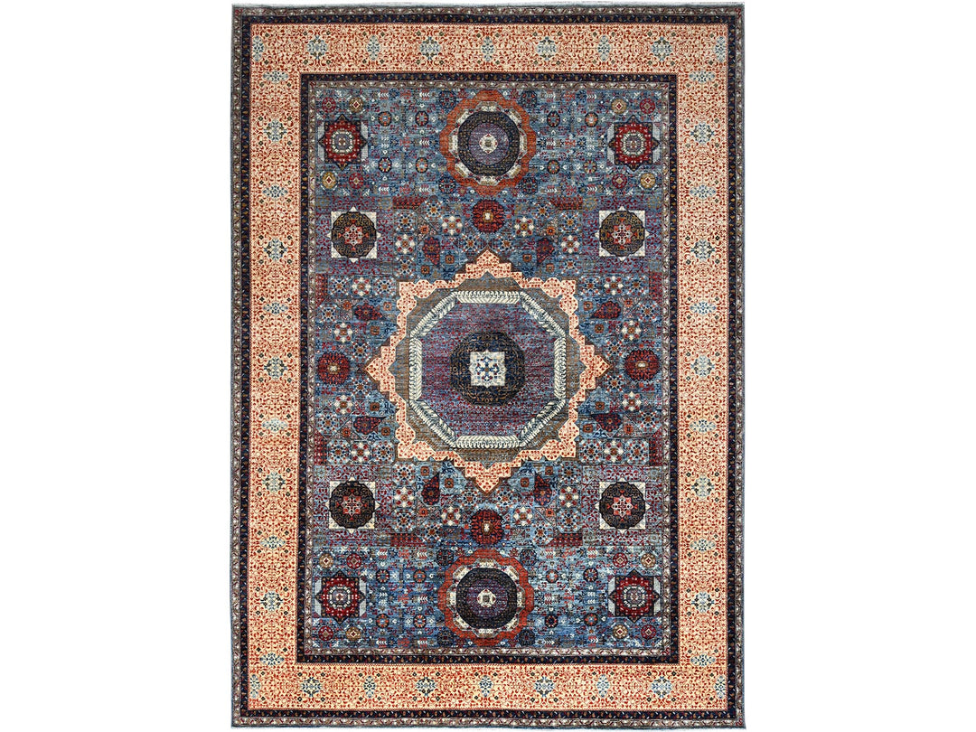 10'1" x 13'5" New Hand Knotted Blue Wool Rectangle Oriental Rug - MOA10286733