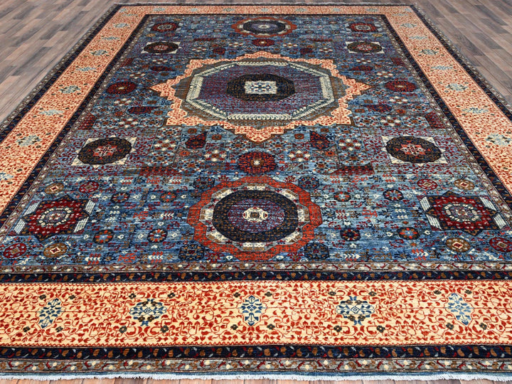 10'1" x 13'5" New Hand Knotted Blue Wool Rectangle Oriental Rug - MOA10286733