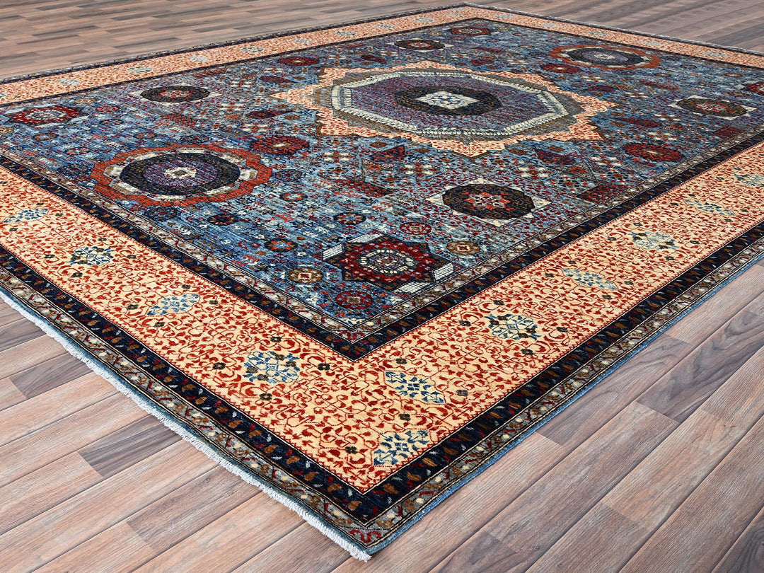 10'1" x 13'5" New Hand Knotted Blue Wool Rectangle Oriental Rug - MOA10286733