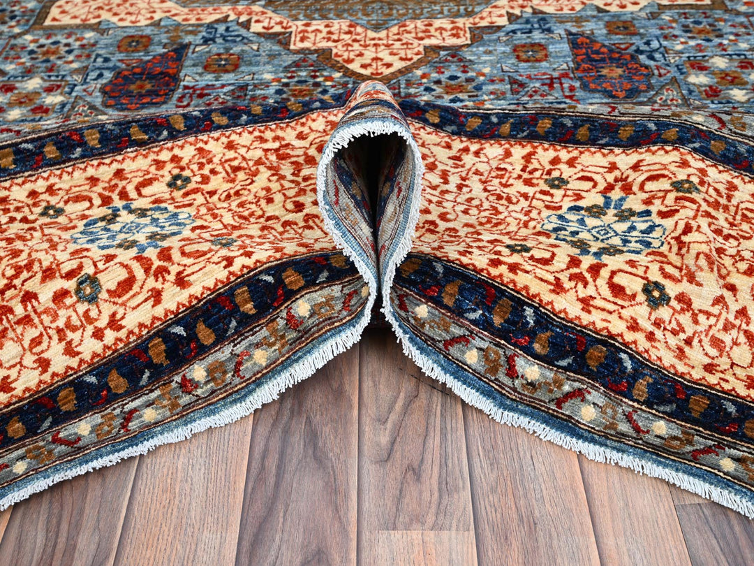 10'1" x 13'5" New Hand Knotted Blue Wool Rectangle Oriental Rug - MOA10286733