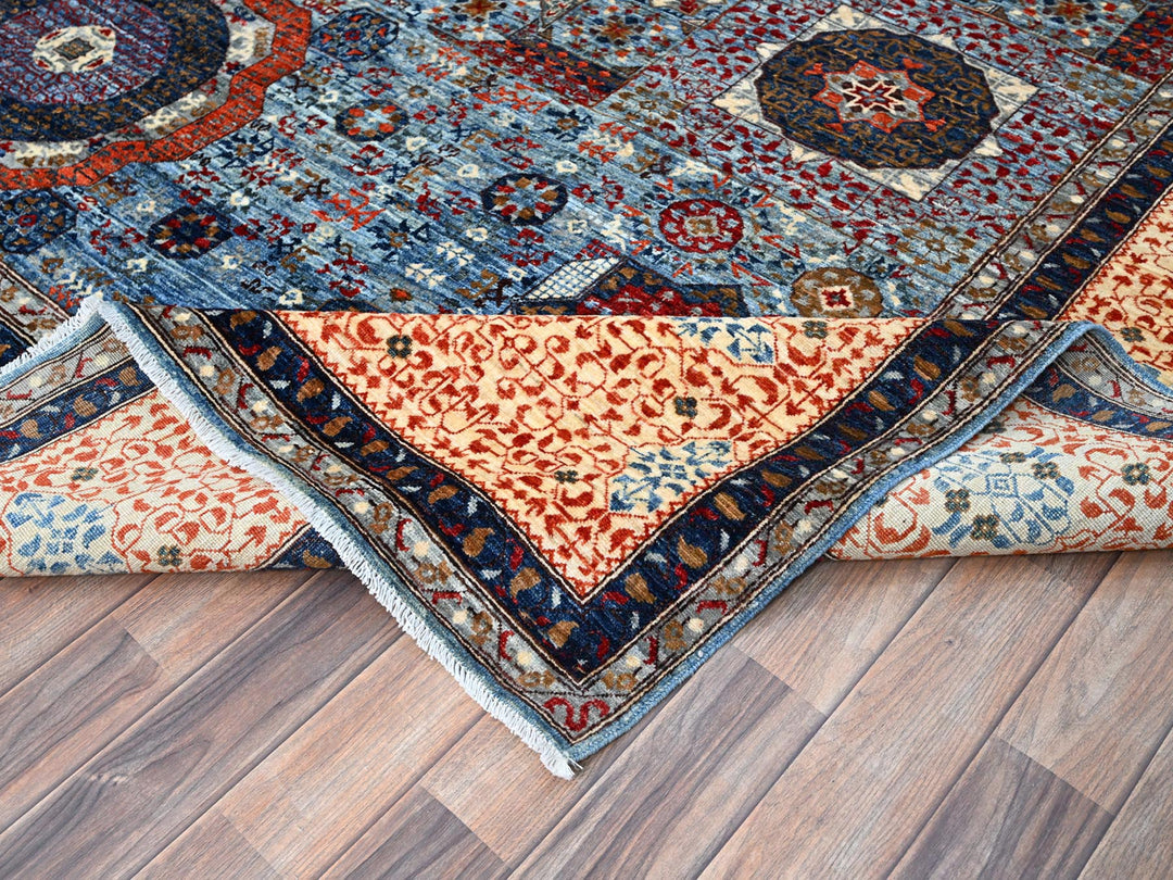 10'1" x 13'5" New Hand Knotted Blue Wool Rectangle Oriental Rug - MOA10286733