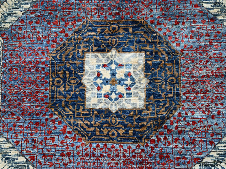 10'1" x 13'5" New Hand Knotted Blue Wool Rectangle Oriental Rug - MOA10286733