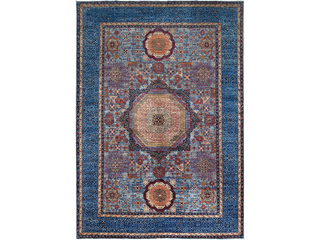 9'10" x 13'8" New Hand Knotted Blue Wool Rectangle Oriental Rug - MOA10286760