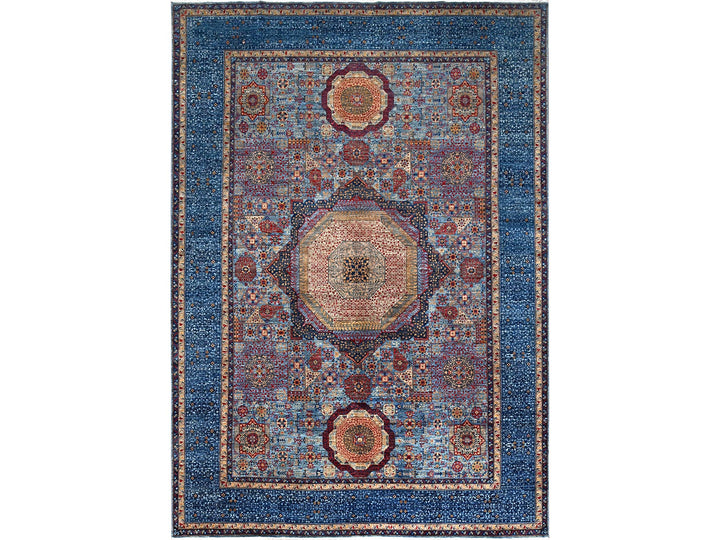 9'10" x 13'8" New Hand Knotted Blue Wool Rectangle Oriental Rug - MOA10286760