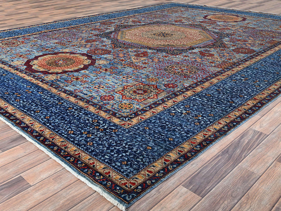 9'10" x 13'8" New Hand Knotted Blue Wool Rectangle Oriental Rug - MOA10286760