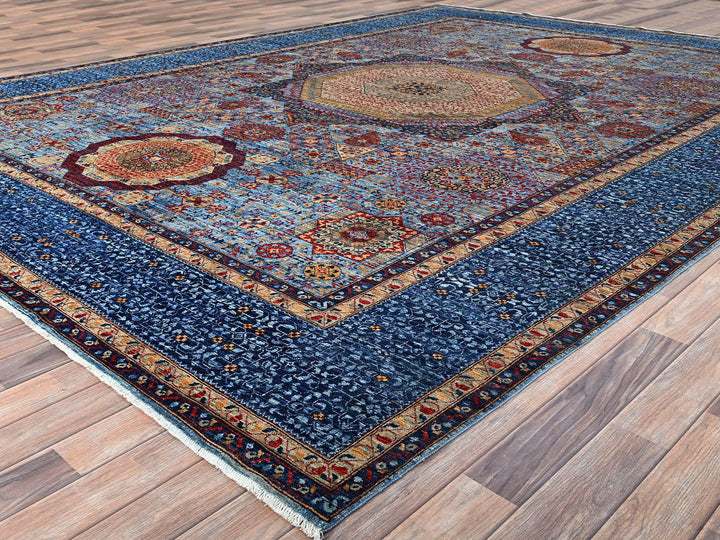 9'10" x 13'8" New Hand Knotted Blue Wool Rectangle Oriental Rug - MOA10286760