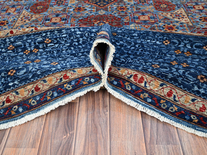 9'10" x 13'8" New Hand Knotted Blue Wool Rectangle Oriental Rug - MOA10286760