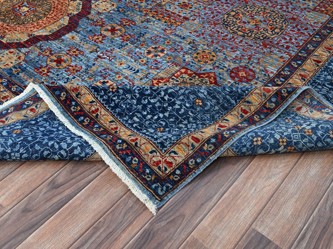 9'10" x 13'8" New Hand Knotted Blue Wool Rectangle Oriental Rug - MOA10286760