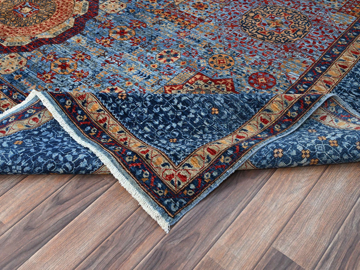 9'10" x 13'8" New Hand Knotted Blue Wool Rectangle Oriental Rug - MOA10286760