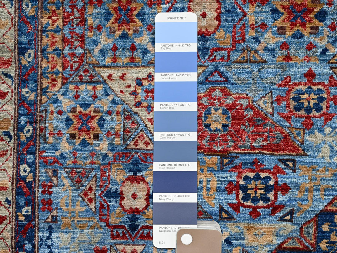 9'10" x 13'8" New Hand Knotted Blue Wool Rectangle Oriental Rug - MOA10286760