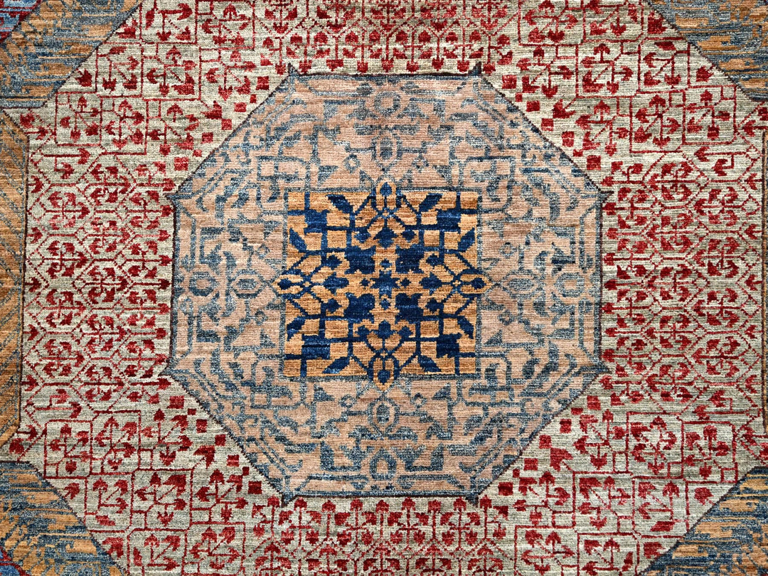 9'10" x 13'8" New Hand Knotted Blue Wool Rectangle Oriental Rug - MOA10286760