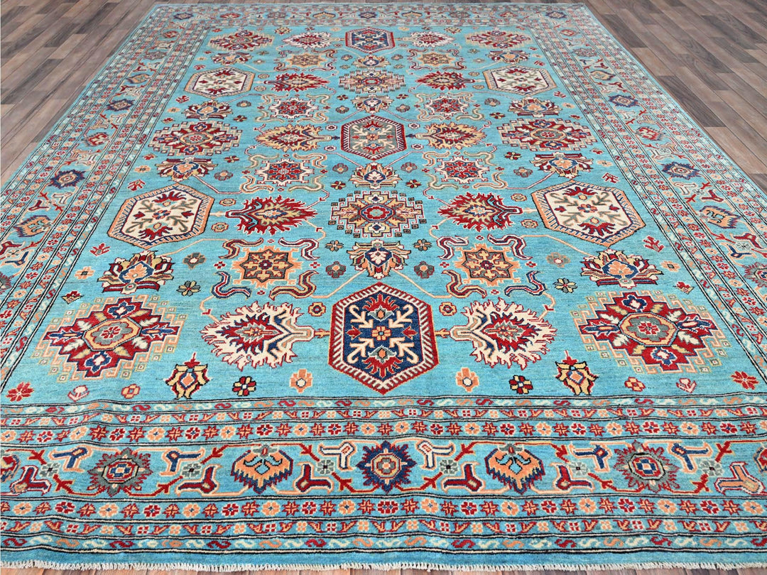 8'11" x 12'1" New Hand Knotted Blue Wool Rectangle Oriental Rug - MOA10286765