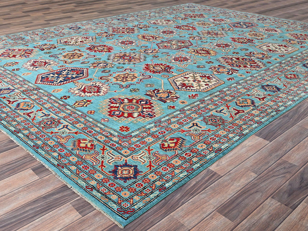 8'11" x 12'1" New Hand Knotted Blue Wool Rectangle Oriental Rug - MOA10286765