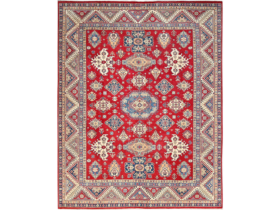 9'2" x 11'6" New Hand Knotted Red Wool Rectangle Oriental Rug - MOA10286767