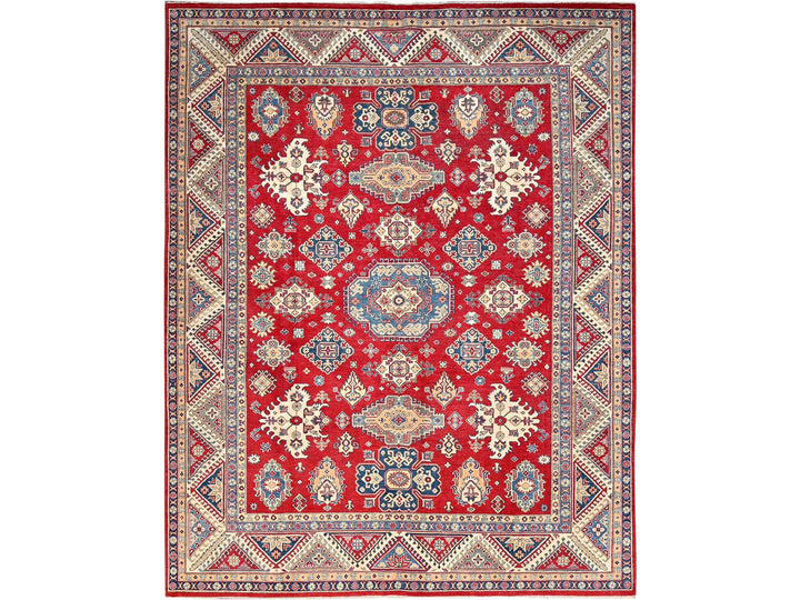 9'2" x 11'6" New Hand Knotted Red Wool Rectangle Oriental Rug - MOA10286767