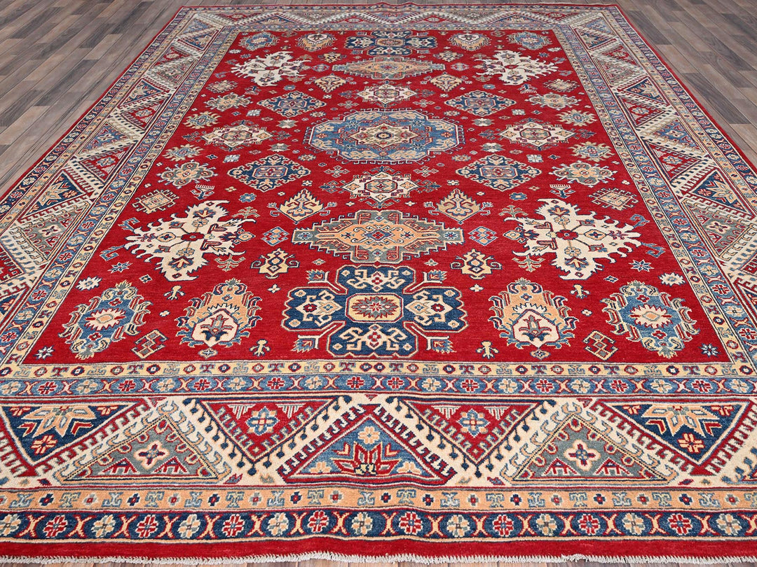 9'2" x 11'6" New Hand Knotted Red Wool Rectangle Oriental Rug - MOA10286767