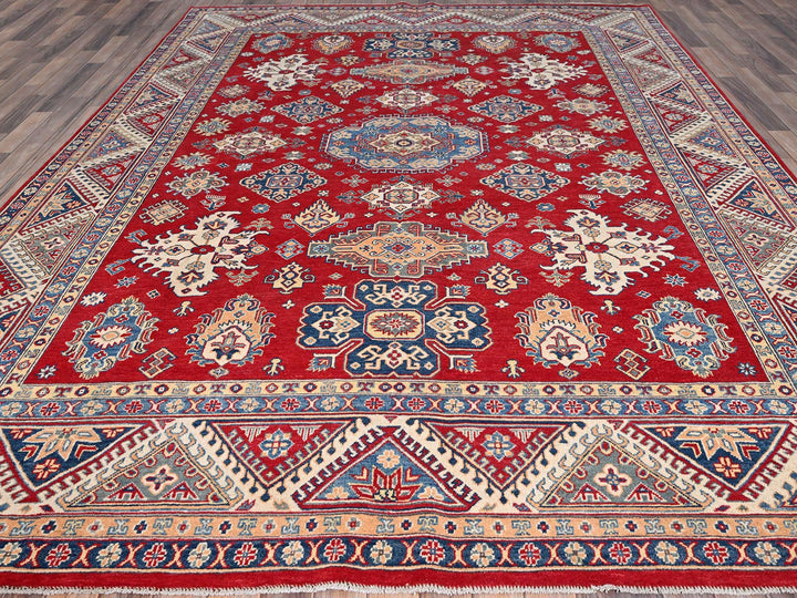 9'2" x 11'6" New Hand Knotted Red Wool Rectangle Oriental Rug - MOA10286767