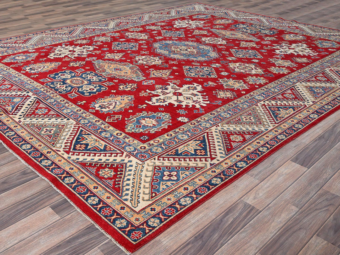 9'2" x 11'6" New Hand Knotted Red Wool Rectangle Oriental Rug - MOA10286767