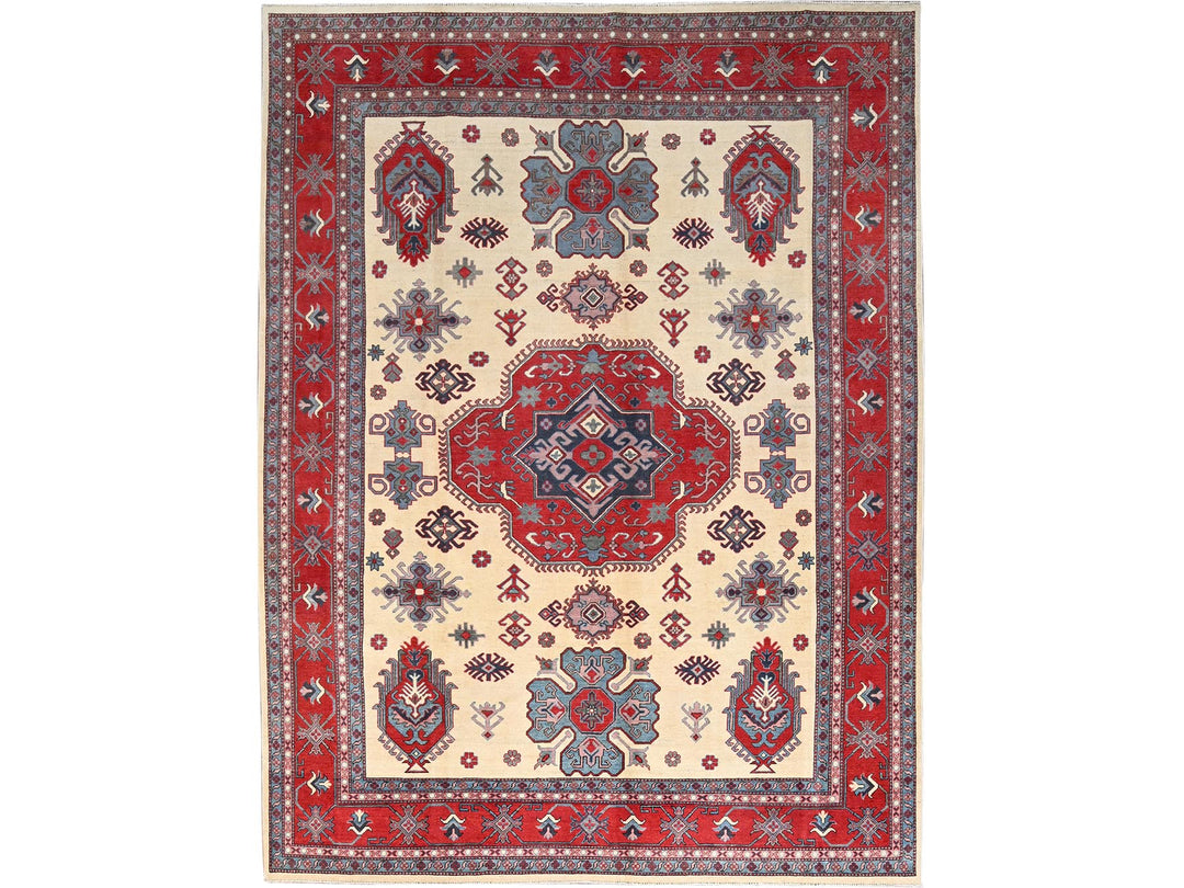 8'10" x 11'8" New Hand Knotted Ivory Wool Rectangle Oriental Rug - MOA10286769