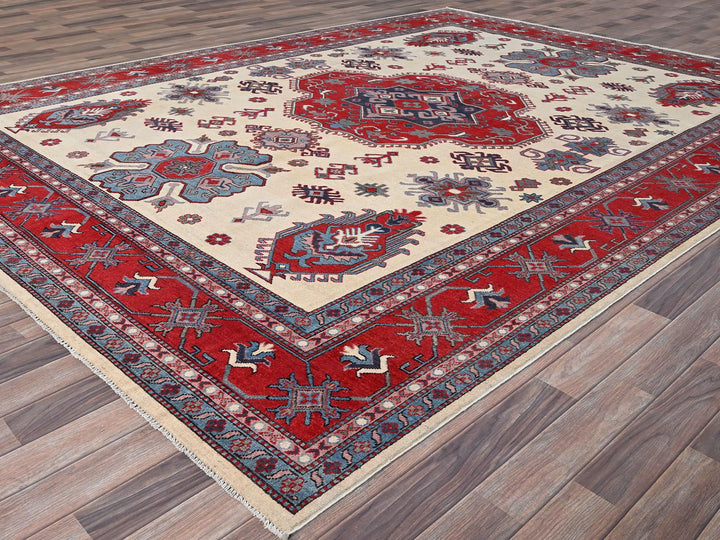 8'10" x 11'8" New Hand Knotted Ivory Wool Rectangle Oriental Rug - MOA10286769