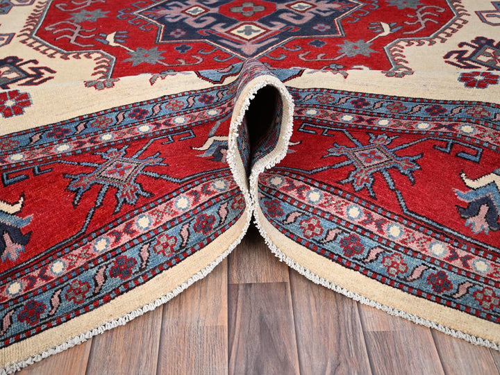 8'10" x 11'8" New Hand Knotted Ivory Wool Rectangle Oriental Rug - MOA10286769