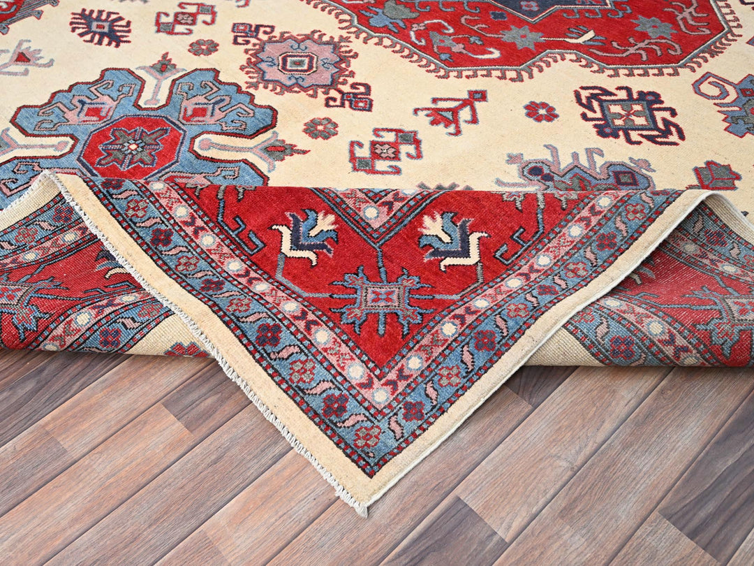 8'10" x 11'8" New Hand Knotted Ivory Wool Rectangle Oriental Rug - MOA10286769