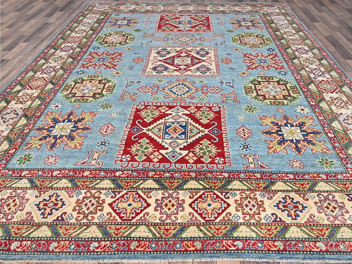 8'11" x 11'9" New Hand Knotted Blue Wool Rectangle Oriental Rug - MOA10286770