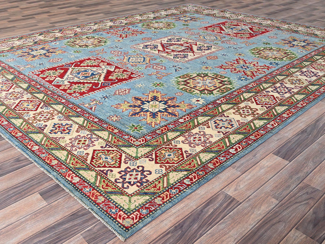 8'11" x 11'9" New Hand Knotted Blue Wool Rectangle Oriental Rug - MOA10286770