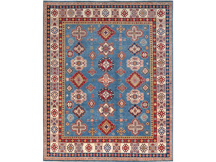 8'2" x 9'11" New Hand Knotted Blue Wool Rectangle Oriental Rug - MOA10286778