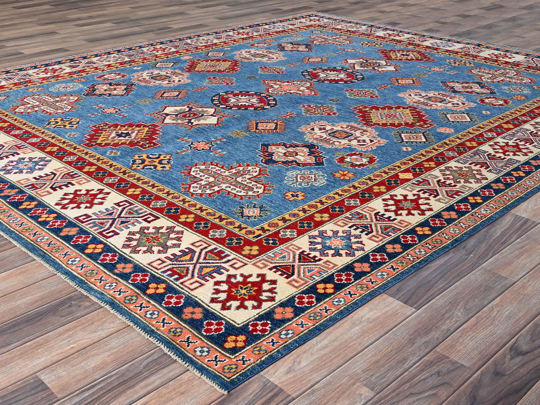 8'2" x 9'11" New Hand Knotted Blue Wool Rectangle Oriental Rug - MOA10286778