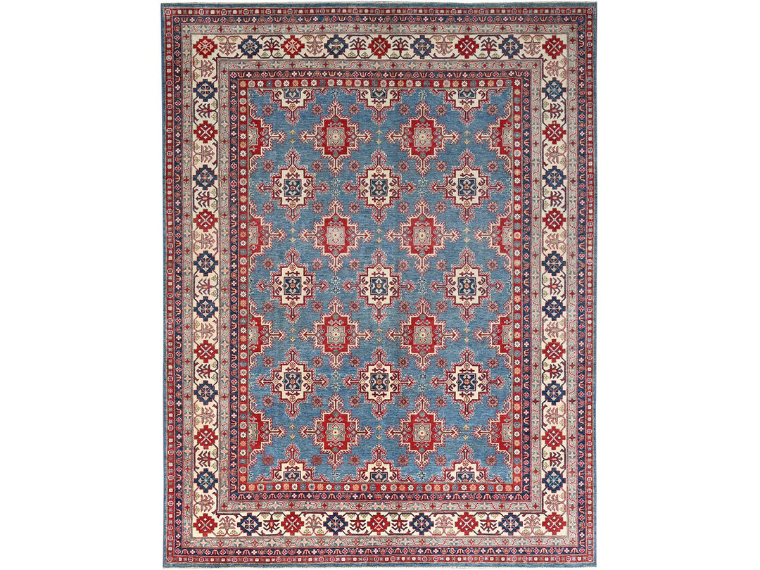 9'2" x 11'9" New Hand Knotted Blue Wool Rectangle Oriental Rug - MOA10286780