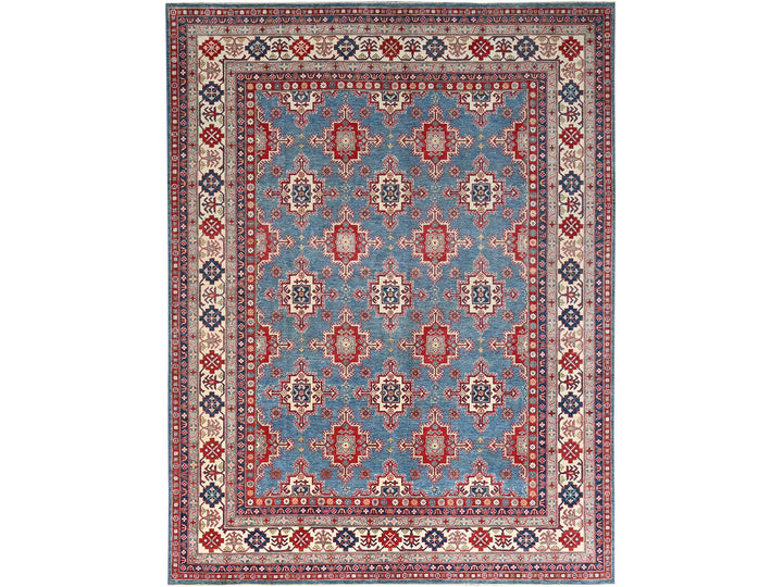 9'2" x 11'9" New Hand Knotted Blue Wool Rectangle Oriental Rug - MOA10286780