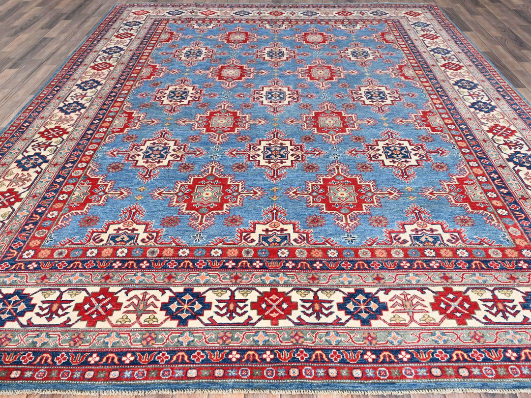 9'2" x 11'9" New Hand Knotted Blue Wool Rectangle Oriental Rug - MOA10286780