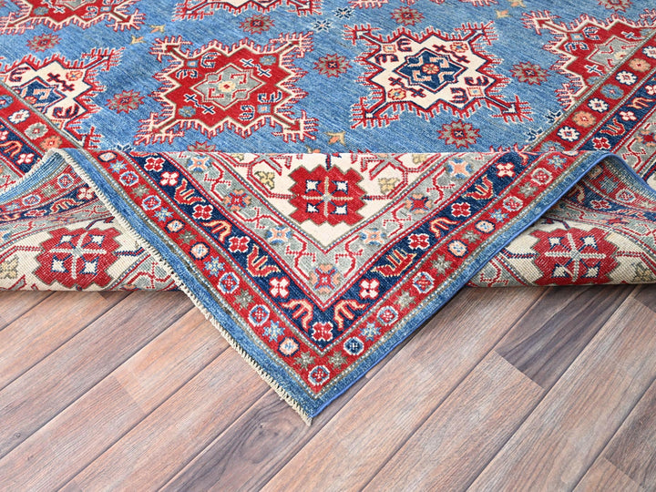 9'2" x 11'9" New Hand Knotted Blue Wool Rectangle Oriental Rug - MOA10286780