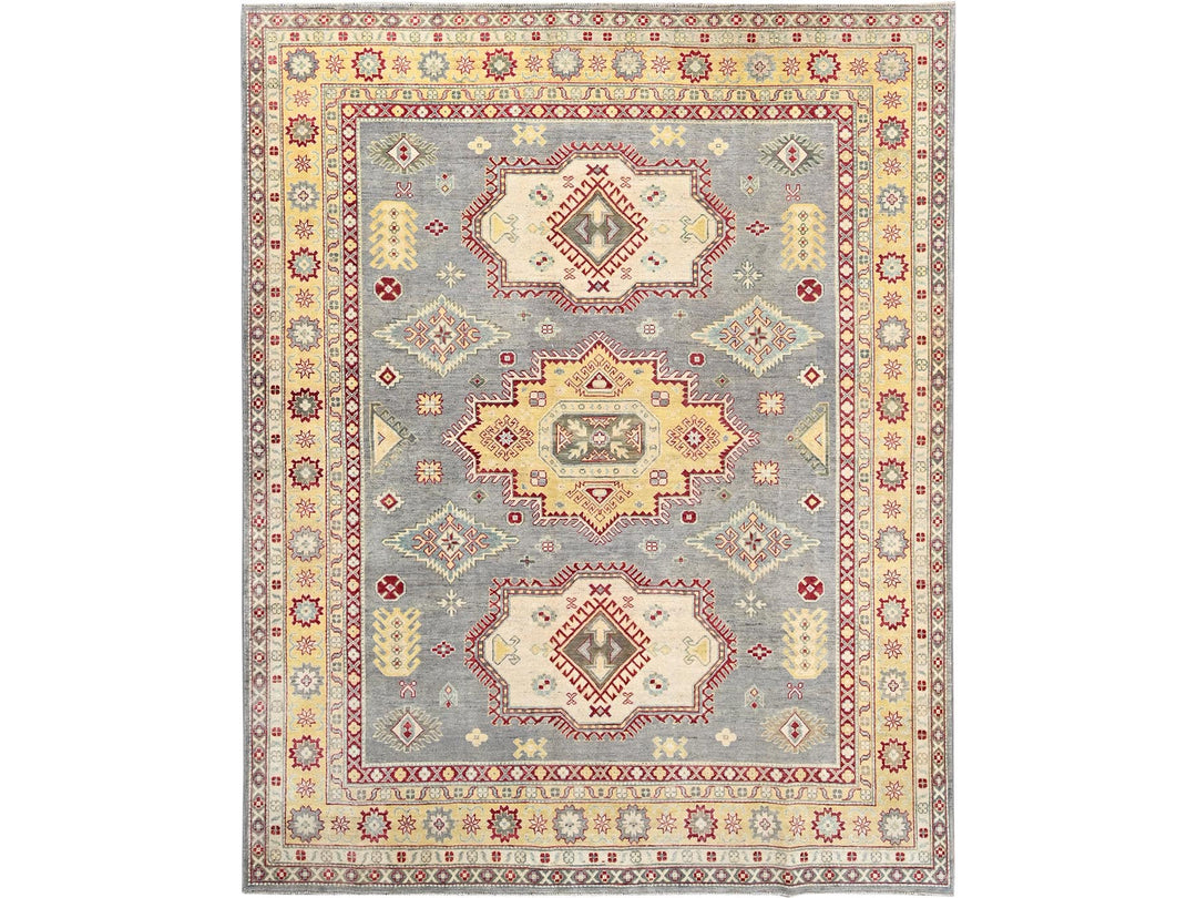 8'0" x 9'9" New Hand Knotted Grey Wool Rectangle Oriental Rug - MOA10286783