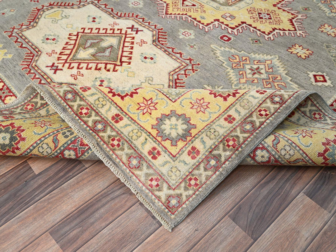 8'0" x 9'9" New Hand Knotted Grey Wool Rectangle Oriental Rug - MOA10286783